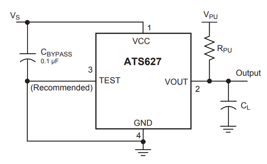 Application Circuit Diagram - Allegro MicroSystems ATS627LSG High Accuracy Position Sensor ICs